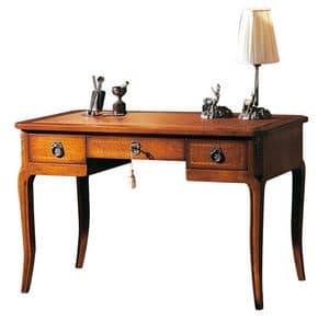 Strasbourg VS.5509, Schreibtisch in Nussbaum, mit 3 Schubladen und Leder-Top, fr das Bro im klassischen Stil