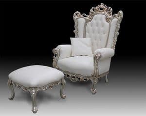 Casanova Thron, Klassischer Sessel mit Leder bezogen, Barock
