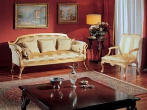 3180 ARMCHAIR, Klassischer Sessel mit goldenen Verzierungen fr Wohnrume