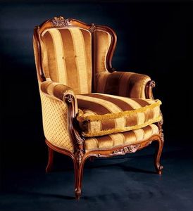 Barocco Sessel 779, Gepolsterte Sessel aus eingelegtem Holz, antiken Stil