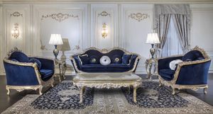 Art. EM/203 Empire, Geschnitztes barockes Sofa mit silbernen Details