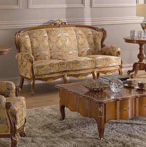 Chippendale 3-Sitzer-Sofa, Sofa im klassischen Stil mit dekorativen Schnitzereien