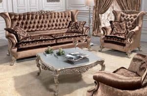 Corona, Luxus klassisches Sofa fr Wohnzimmer, mit 2 Sitzen
