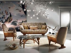 DI01 Confort Sofa, Holz Sofa, gepolstert, komfortabel, klassischen Luxus