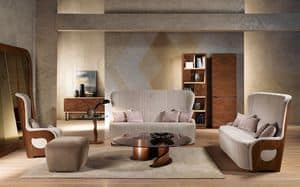DI38 Galileo Sofa, Sofa mit Walnuss-Rahmen, gepolstert, fr Haus