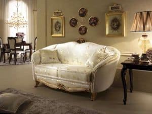 Donatello Sofa, Sofa im neoklassizistischen Stil, Dekorationen in handgeschnitzte Holz fr Wohnzimmer