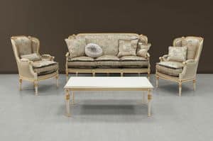 Guttuso sofa, Luxus-Sofa wei mit goldenen Ornamenten bemalt