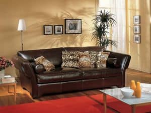 Shine Sofa, Sofa mit braunem Leder bezogen, fr Wohnzimmer