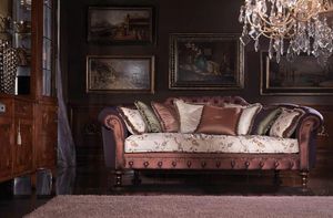 Silvia, Luxus-Sofa bedeckt in Seide, Federfllung