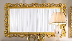 Chippendale rechteckiger Spiegel Gold, Goldener Spiegel im klassischen Stil