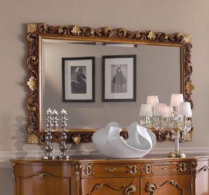 Chippendale rechteckiger Spiegel, Klassischer Spiegel, geschnitzter Rahmen