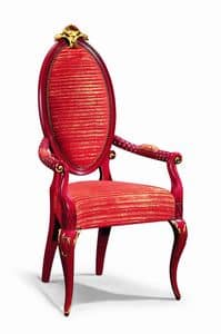 Art. 501p, Stuhl mit Armlehnen, lackiert, mit Goldblattdekorationen