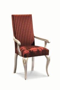 Art. 503p, Klassischer Stuhl mit Armlehnen, in Holz, made in Italy
