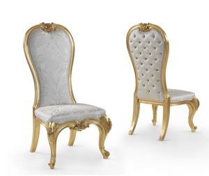 Eufrasia, Eleganter Stuhl mit hoher Rckenlehne, Blattgold-Finish