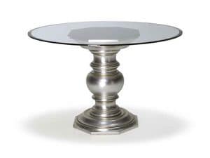 Art.137 dining table, Tisch mit runder Tischplatte aus Glas, die Struktur mit zentraler Sule