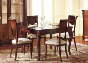 Canova quadratischen Tisch, Platz ausziehbaren Tisch, mit Intarsien und poliert