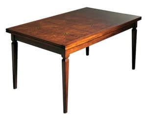 Lauret VS.5514.B, Walnut rechteckigen ausziehbarer Tisch, Intarsien top, fr die Gaststtten in der klassischen Luxus-Stil