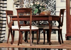 Settecento tavolo quadrato, Ausziehbarer Tisch in Nussbaum, mit Handwerkskunst