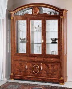 IMPERO / Display cabinet with 3 doors B, Vitrine aus Esche mit Glastren, klassischen Stil
