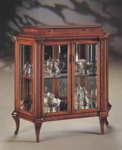 Oxford Art.513 Glasschrank mit Schublade, Vitrine mit gemahlenen Kristalle und Spiegel zurck