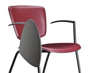 VEKTATOP 122 TDX, Stuhl aus Metall und Leder, mit Schreibplatte