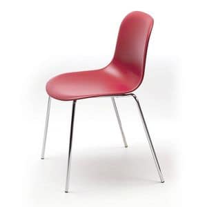 Mni 4L, Stapelbarer Stuhl aus verchromtem Stahl und Polypropylen
