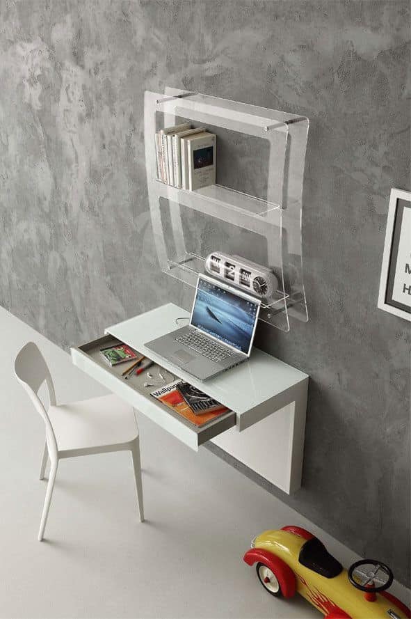 Schreibtisch mit Glasplatte, IDFdesign Wandmontage 