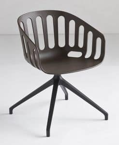 Basket Chair U, Drehstuhl mit Metallgestell, in Polymer sitzen, fr das Bro