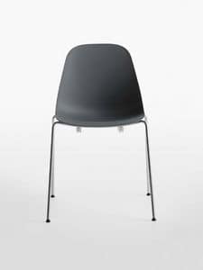Pola Light R/4L, Leichte stapelbarer Stuhl aus Metall und Kunststoff