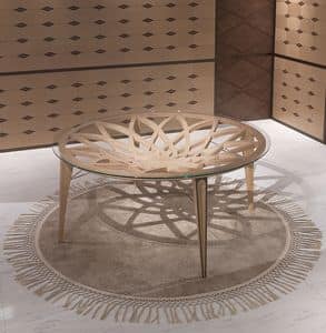 TA63 Galileo Tisch, Runder Tisch aus Holz und Glas, fr die moderne Lounges