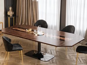Flave Tisch, Tisch mit Ebenholzplatte, mit knstlerischer Dekoration