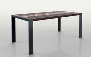 PEGASO 1.8 BC WENGE, Rechteckiger Tisch, Metallrahmen, Holzplatte