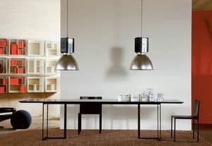 Leonardo, Tisch mit minimalistisches Design, Metall und Glas, fr Wohnzimmer