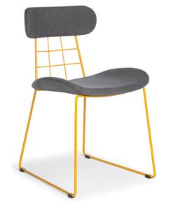 Chloe, Moderner Stuhl aus Metall, gepolstert