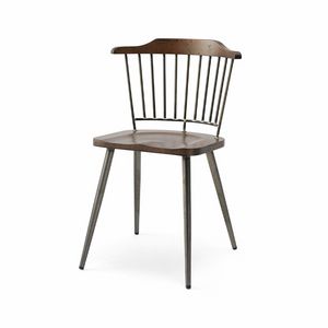 Unica, Metallstuhl mit Sitz und Rckenlehne aus Holz