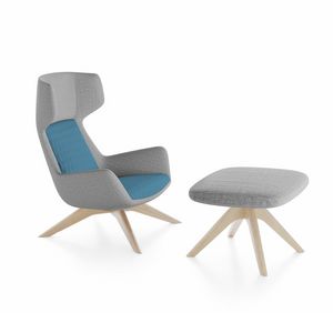 Magenta armchair, Sessel mit hoher Rckenlehne, Holzsockel