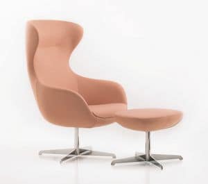 PL 5001, Sessel mit Sockel aus Stahl, mit hoher Rckenlehne