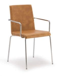 PL 510, Stuhl aus verchromtem Metall, in Kunstleder berzogen