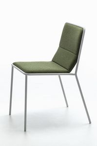 Tres, Moderner Metallstuhl mit gepolstertem Sitz, leicht