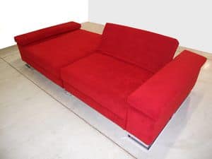 Mago', Sofa ideal fr den Mittelraum, Fe aus verchromtem Stahl