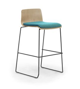 Zerosedici Wood stool, Hocker mit Metallkufengestell