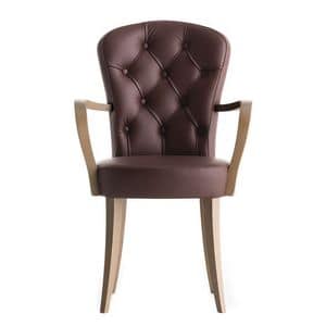 Euforia 00121K, Sessel mit gesteppte Rckenlehne und Armlehnen aus Holz