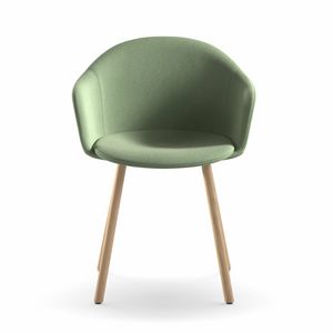 Mni Armshell fabric 4WL, Umhllender Sessel mit Holzbeinen