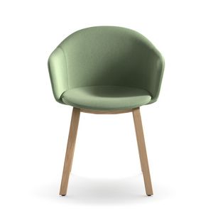 Mni Armshell fabric WL, Gepolsterter Sessel mit Holzgestell
