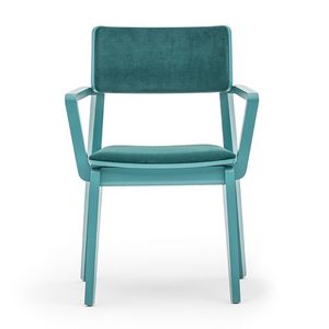 Offset 02823, Sessel aus Massivholz, gepolsterter Sitz und Rcken, in einem modernen Stil.