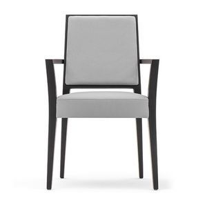 Timberly 01724, Stapelbare Sessel mit Armlehnen, Gestell aus Massivholz, Sitz und Rcken gepolstert, abnehmbarer Stoffsitz, fr die Gaststtten