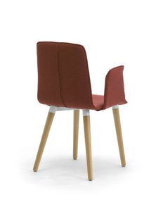 Zerosedici 4G Holz, Gepolsterter moderner Stuhl mit hlzernen Kegelbeinen