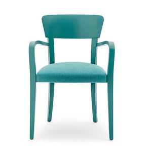 Steffy 00421, Sessel wit Arme aus Massivholz, Sitz gepolstert, fr den Objektbereich