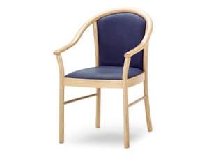 MT/14, Stuhl mit Armlehnen aus Holz, Sitz- und Rckenpolster