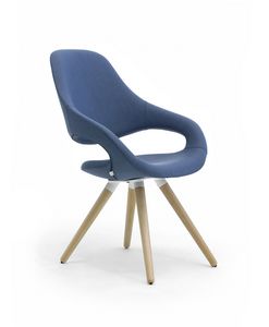 Samba Plus 4G Holz, Moderner Stuhl mit 4 verjngten Holzbeinen